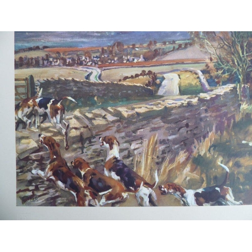293 - Four coloured hunting prints by Michael Lyne 'Whaddon Chase' with blind stamp and signed in pencil i... 