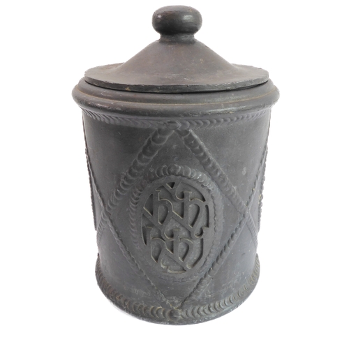 61 - An unusual and heavy solid lead apothecary-style jar or steriliser - the pagoda-form circular lid ab... 