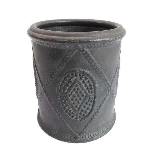 61 - An unusual and heavy solid lead apothecary-style jar or steriliser - the pagoda-form circular lid ab... 