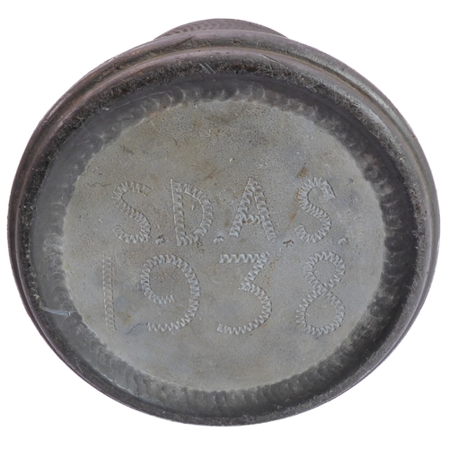61 - An unusual and heavy solid lead apothecary-style jar or steriliser - the pagoda-form circular lid ab... 