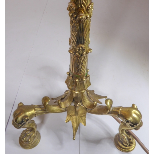 70 - A fine, large and heavy, pair of 19th century gilt-metal candlesticks (now adapted and as table lamp... 