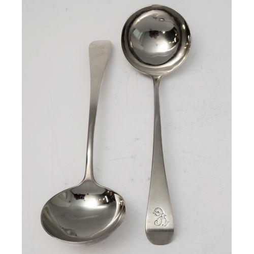 108 - A pair of hallmarked silver ladles; Old English pattern, maker's mark MB, each assayed London 1803 (... 