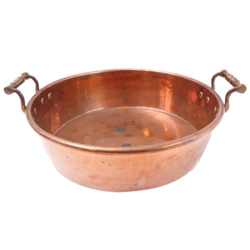 68 - A 19th century two-handled copper preserve pan (35.5cm diameter)