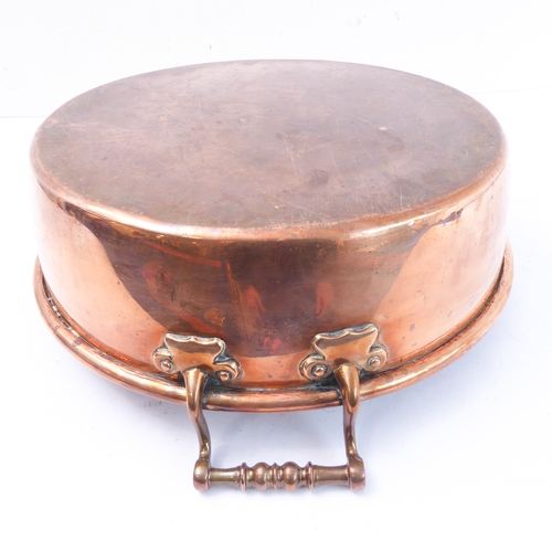 68 - A 19th century two-handled copper preserve pan (35.5cm diameter)