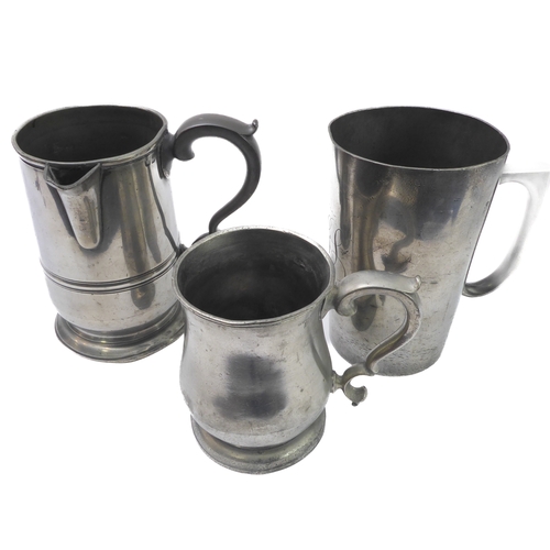 65 - An interesting selection of pewterware (mostly 20th century) with two19th century examples to includ... 