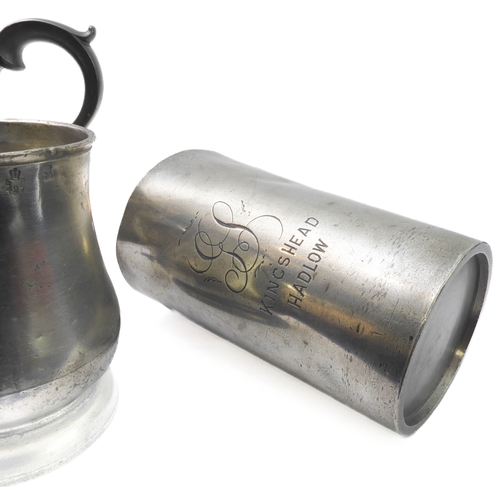 65 - An interesting selection of pewterware (mostly 20th century) with two19th century examples to includ... 
