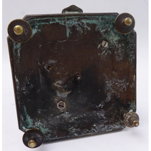78 - A rare 19th century bronze / brass inkwell modelled as Falstaff - the hinged upper section folding b... 