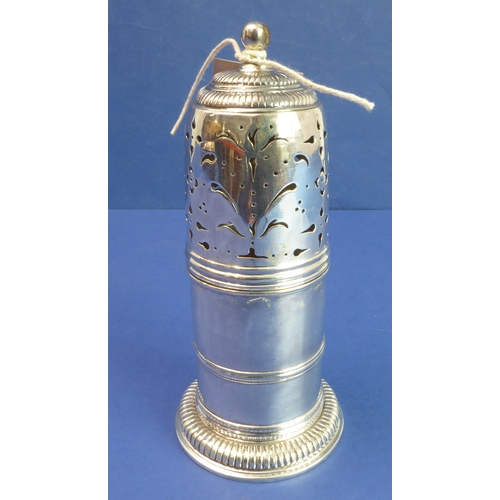 116 - A white metal caster in two parts; rubbed remnants of original early style hallmark visible to top o... 