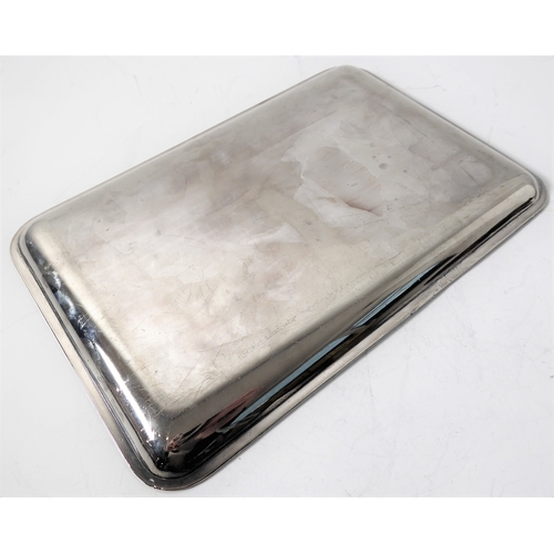 89 - A heavy white metal (mark's rubbed) rectangular trinket tray of basket weave form, 23cm wide (approx... 