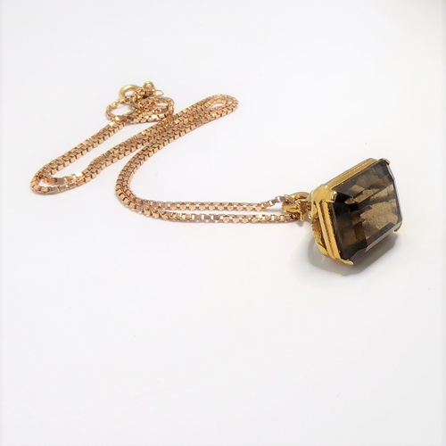 108 - A 9-carat gold stone-set fob and 9-carat gold box chain