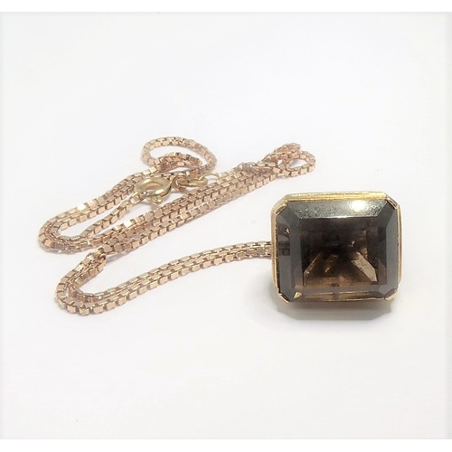 108 - A 9-carat gold stone-set fob and 9-carat gold box chain