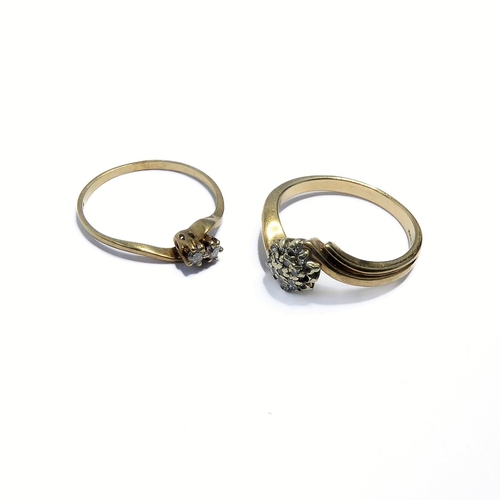 132 - Two 9-carat gold and diamond rings, ring sizes N and O