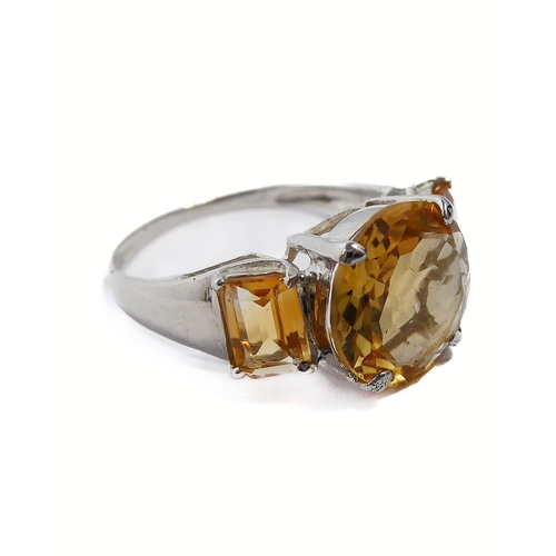 138 - A 10-carat gold ring set with citrines, ring size N