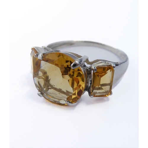 138 - A 10-carat gold ring set with citrines, ring size N