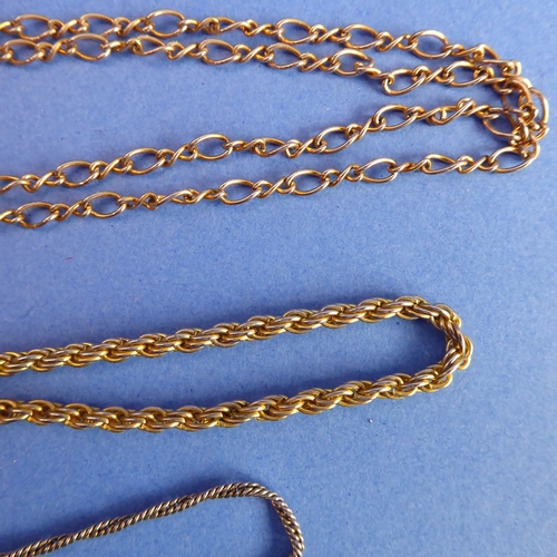 142 - A yellow-gold neck chain marked DG 375 (weight approx.1.5g), together with other costume jewellery c... 