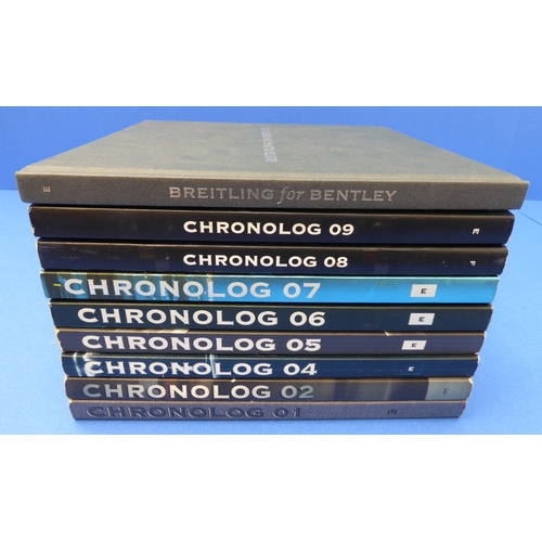 166 - Eight Breitling Chronolog bound catalogues (2001 to 2009 (missing 2003)) and a 'Breitling For Bentle... 