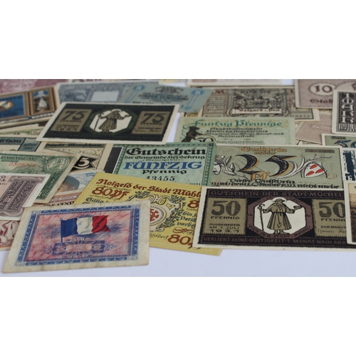 175 - An interesting selection of early to mid-20th century bank notes (50 plus), mostly French, German an... 