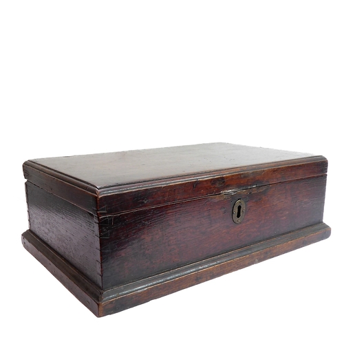 178 - An 18th century oak box: good colour and patination, moulded lid above exposed dovetails, short moul... 