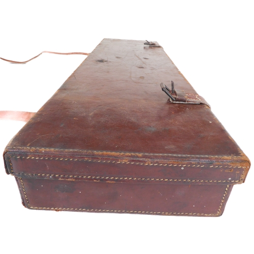 206 - A leather gun case with William Ford - 16 St Mary's Row label (32 1/4