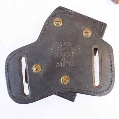 209 - Three leather pistol holsters and three leather magazine holders:
 a Bianchi 'Phantom' shoulder hols... 