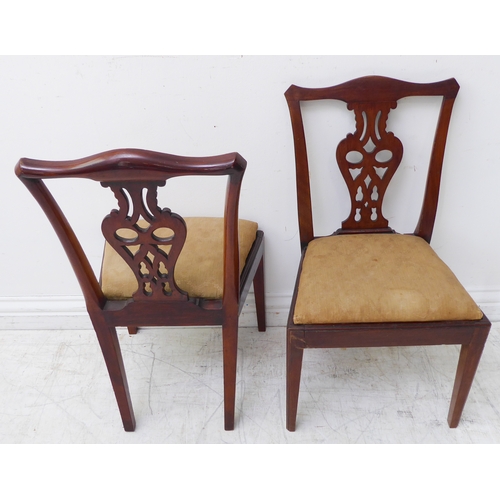 288 - An unusual pair of late 19th / early 20th century miniature mahogany salon chairs in 18th century st... 