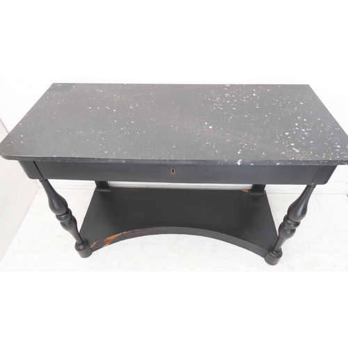 318 - An early 19th century marble-topped continental console table: the white flecked black marble top ab... 