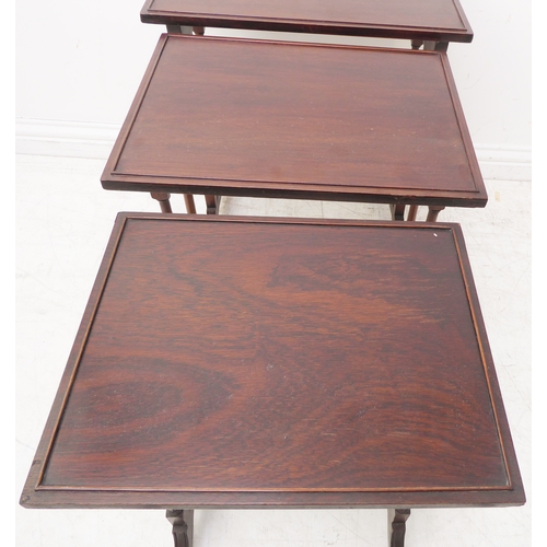 344 - A nest of three early 19th century style (later) mahogany quartetto tables (the largest 51cm wide x ... 