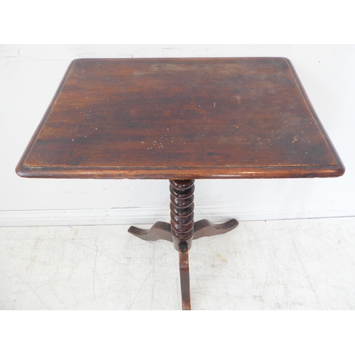 350 - A 19th century rectangular-topped mahogany occasional table: bobbin turned stem on tripod base (43.5... 