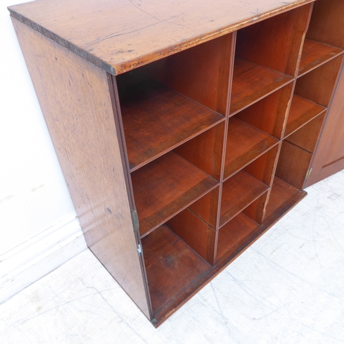 355 - A 19th century mahogany cabinet with single panelled door opening to reveal ten pigeonholes (51cm wi... 