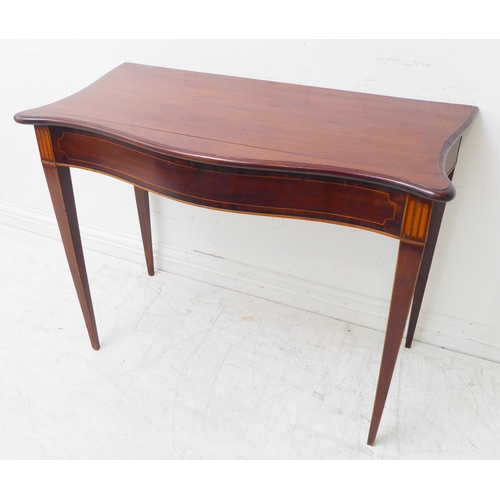 364 - A late 18th century serpentine-fronted mahogany and boxwood strung side table (formerly a tea table ... 