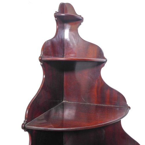 390 - A 19th century bow-front rosewood crossbanded and boxwood-strung freestanding mahogany corner unit: ... 