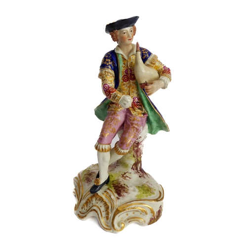 40 - A pair of 19th century Derby figurines (af) and a pair of early 20th century continental figurines (... 