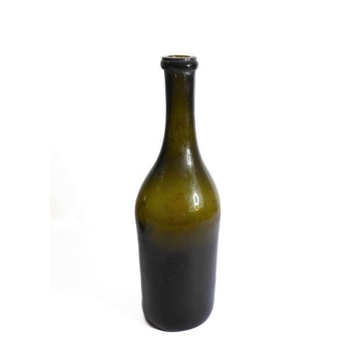 56 - A large and unusual 19th century green-glass bottle (probably for spirits) of squat ovoid form with ... 