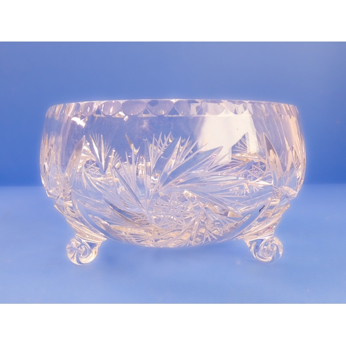 61 - A very good selection of mostly cut glassware comprising:
 a cut-glass tripod fruit bowl (12 cm high... 