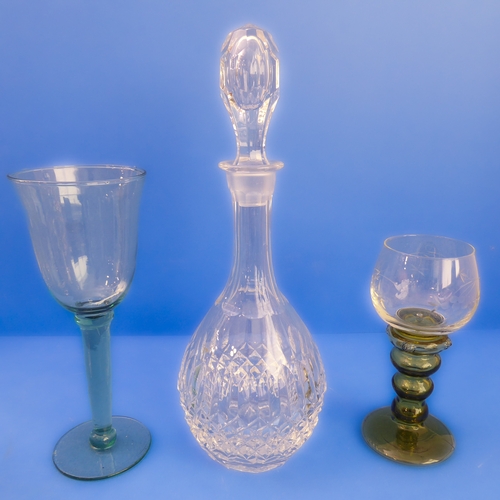 61 - A very good selection of mostly cut glassware comprising:
 a cut-glass tripod fruit bowl (12 cm high... 