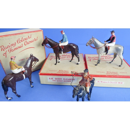 177 - Three boxed W. Britain 'Racing Colours of Famous Owners' models: Sir Winston S. Churchill (RC 83), H... 