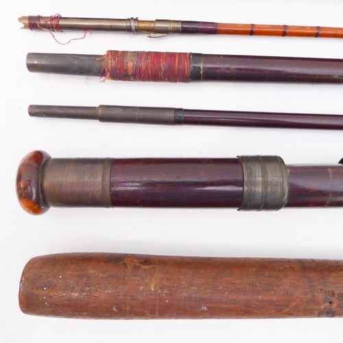 212 - Two early fishing rods: 
 a two-piece Hardy 'The Perfection' Palakona (9' 6