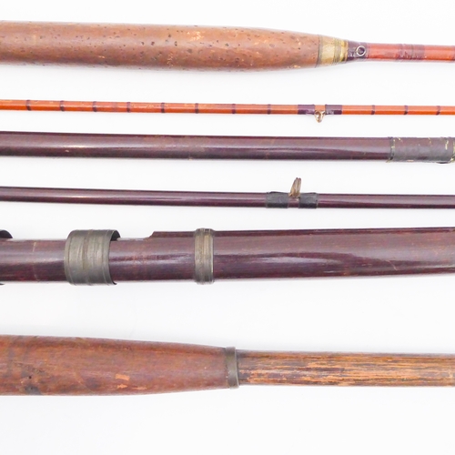 212 - Two early fishing rods: 
 a two-piece Hardy 'The Perfection' Palakona (9' 6