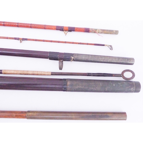 212 - Two early fishing rods: 
 a two-piece Hardy 'The Perfection' Palakona (9' 6