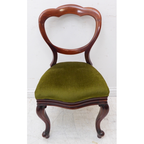 272 - A harlequin set of eight mid-19th century mahogany balloon-back chairs: six with drop-in green cordu... 