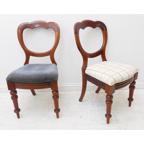 272 - A harlequin set of eight mid-19th century mahogany balloon-back chairs: six with drop-in green cordu... 