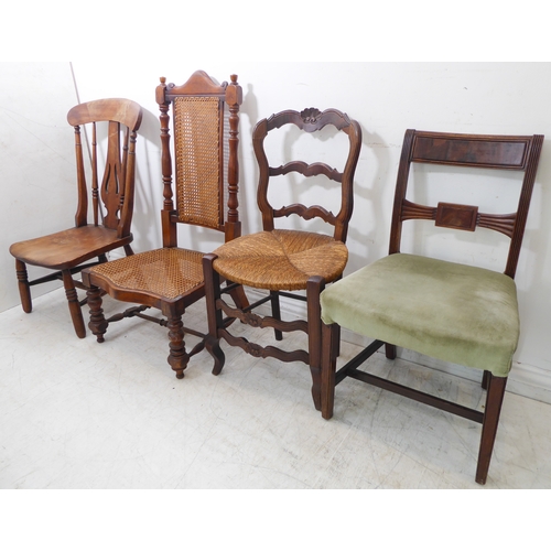 278 - Four varying chairs comprising:
 an early 19th century Regency period mahogany example with tablet t... 