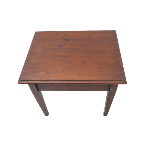 296 - Three occasional tables:
 19th century oak with later top above a George III base with square chamfe... 