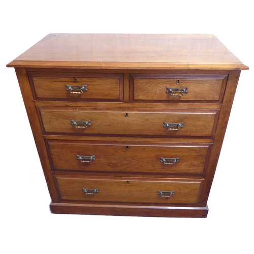 307 - A late 19th century walnut chest of small proportions and very good colour: the moulded top above tw... 