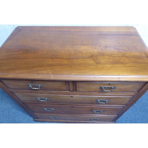 307 - A late 19th century walnut chest of small proportions and very good colour: the moulded top above tw... 