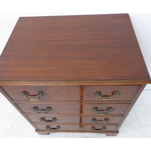 334 - A George III style (reproduction) mahogany chest of small proportions: four full-width drawers raise... 