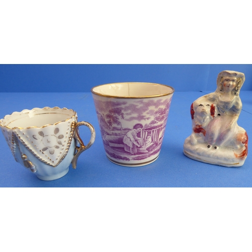 53 - An interesting selection of 19th to early 20th century ceramics to include:
 a late 19th century sou... 