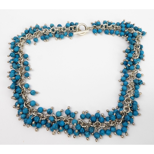 107 - A .925 Mexican silver necklace set with turquoise (boxed)