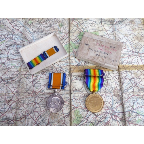 171 - The Victory and War Medals to 2353 PTE. R.B. WILSON - L'POOL R. 
 Together with a 1916 linen-backed ... 