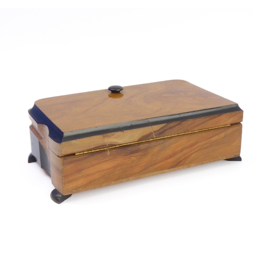 196 - A Chinese casket with carved exterior, an Art Deco musical cigar box and a turned alabaster bowl (3)... 